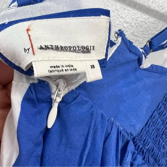 Anthropologie Printed Babydoll Smock Maxi Dress Size XS *Flawed* Spring Summer - Picture 8 of 11